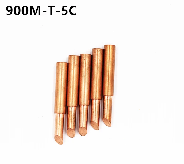 Soldering Iron Tips 5piece 900M-T-5C Lead-free Red copper Pure cupper Solder tip For Hakko 936 FX-888D Saike 909D 852D+ 952D Diamagnetic DIY