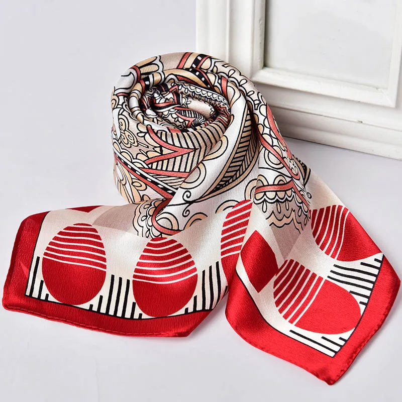 Ханчжоу натуральный шелковый платок для женщин роскошный принт настоящий Шелковый платок небольшой квадратный шелковый шарф платок 65x65 см - Цвет: Color 18