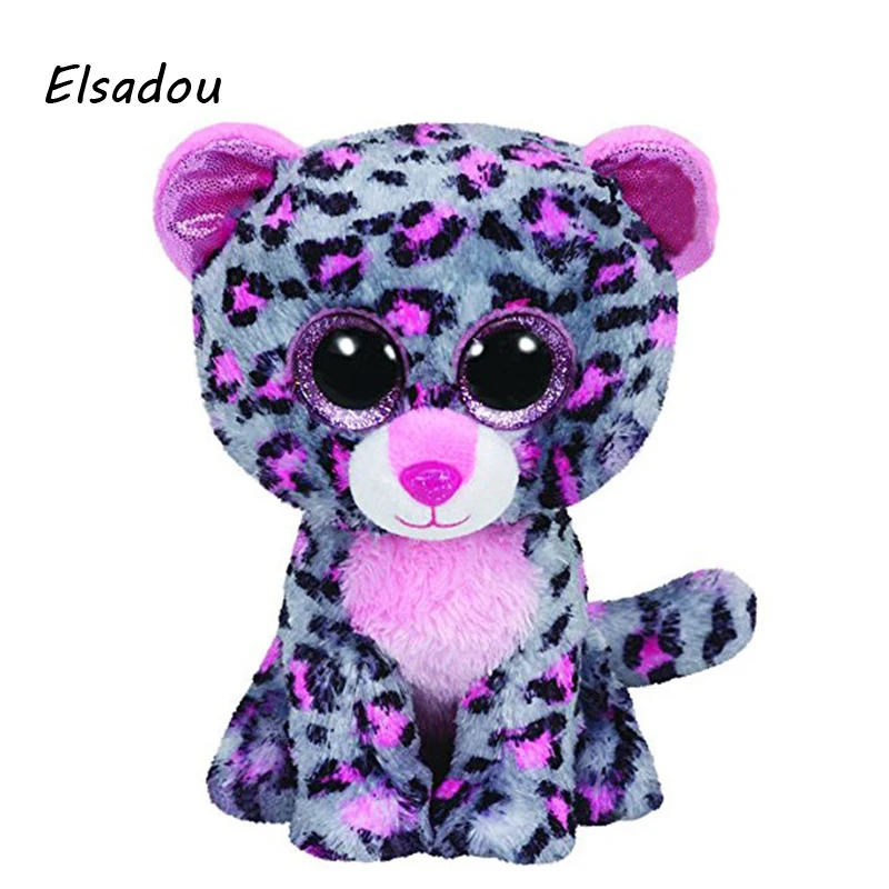 Elsadou Ty Beanie Boos Stuffed Plush Animals Gray Purple Leopard font b Toy b font Doll