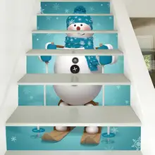 6 шт./компл. Водонепроницаемый ПВХ лестницы наклейки Снеговик Санта Клаус Рождественский пол лестница наклейки рождественские украшения для дома