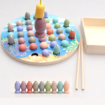 

Educational Wooden Montessori Toys Kids Early Learning Toys Clip Beads Magnetic Fishing Game Teaching Aids Toy For Children Gift