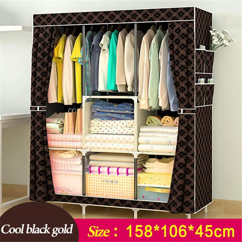 

Rent room Wardrobe Non-woven Fabric Steel frame reinforcement Standing Storage Organizer Detachable Clothing Closet furniture