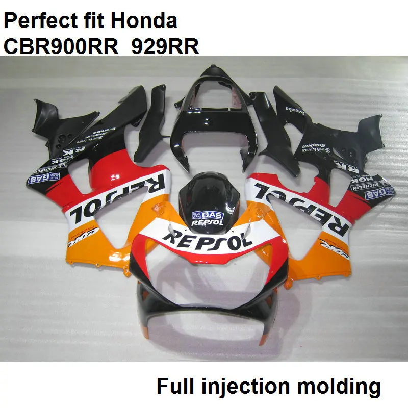 Injection molding unpainted bodywork fairings for Honda black orange