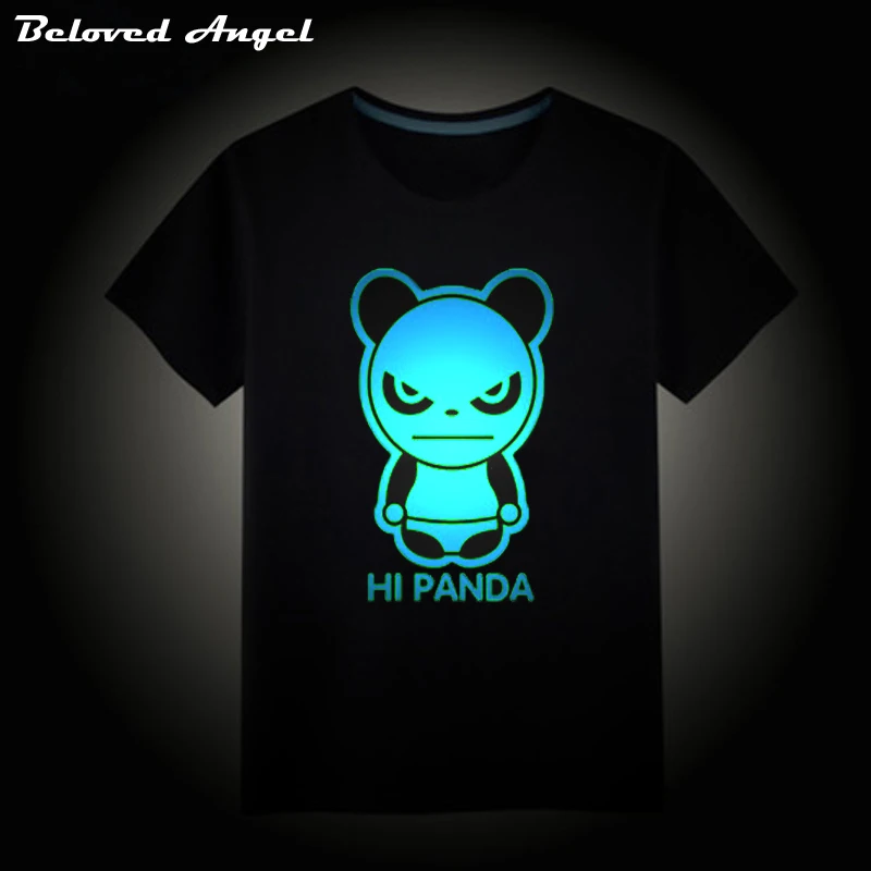 

2019 Summer Girls Boys Short Sleeve T Shirts Cartoon Print Cotton Children Teenager Kids Neon Print Party Club Night Light Tees
