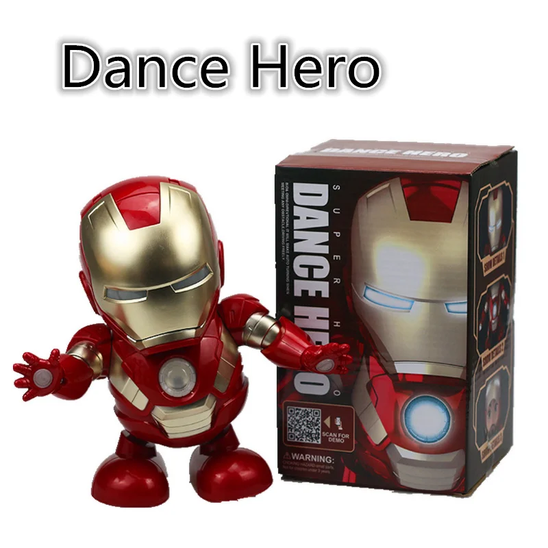 

1pc Dancing Robot Iron Man LED Flashlight with Music Avengers Iron Man Hero Model Kids Holiday Gift