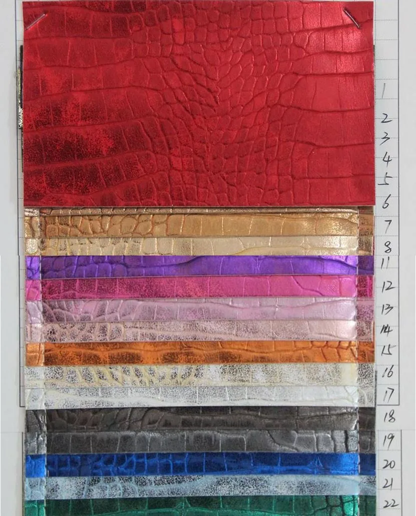 

aritifical PVC leather fabric pearlescent crocodile texture grain leather material bronzing leather decoration wholesale