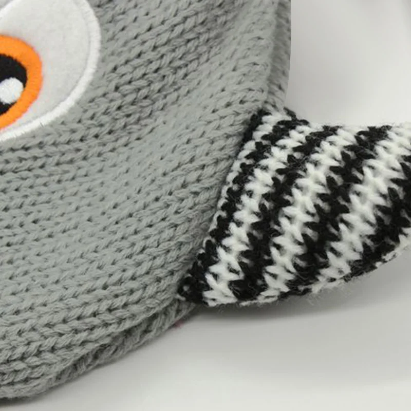 Cute Owl Baby Hat For Girls Cotton Thick Warm Beanie Cartoon Monster Kids Hat Embroidery Baby Girls Beanie With Ears Winter Hat (9)