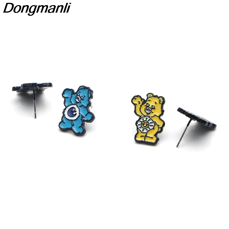 P3364 Dongmanli Care Bears стальной пирсинг для уха шпилька Дети Стильные серьги для женщин эмалированные серьги вечерние Ювелирные изделия Подарки для девочек