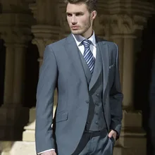 Изготовленный на заказ модный мужской осенний серый костюм жениха/Мужской приталенный костюм мужской деловой плащ модный формальный мужской(пиджак+ брюки+ жилет+ галстук