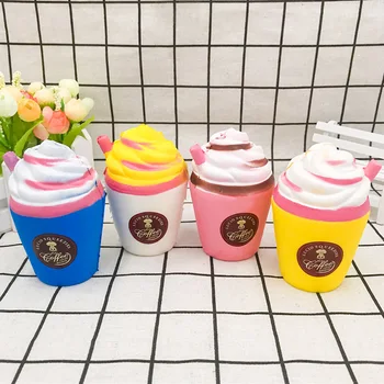 

Kawaii Cartoon Big Jumbo Milk Ice Cream Icecream Coffee Cup Squishy Squishi Toy Slow Rising for Relieves Stress Anxiety