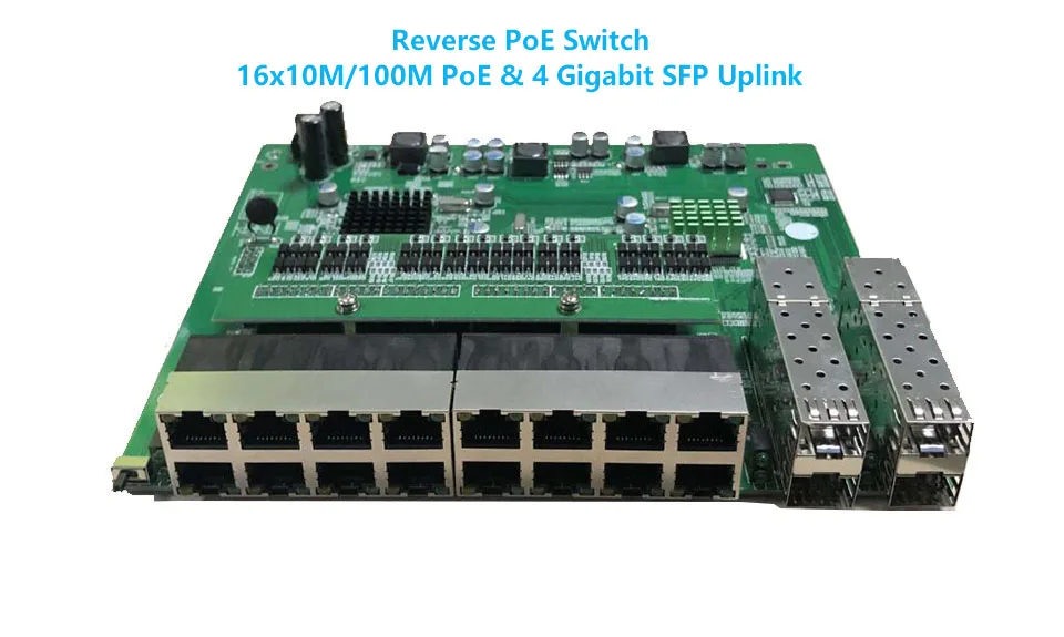 Обратное PoE Питание switch 16x10 M/100 M PoE и 4SFP порт Gigabit Ethernet switch PCB Материнская плата