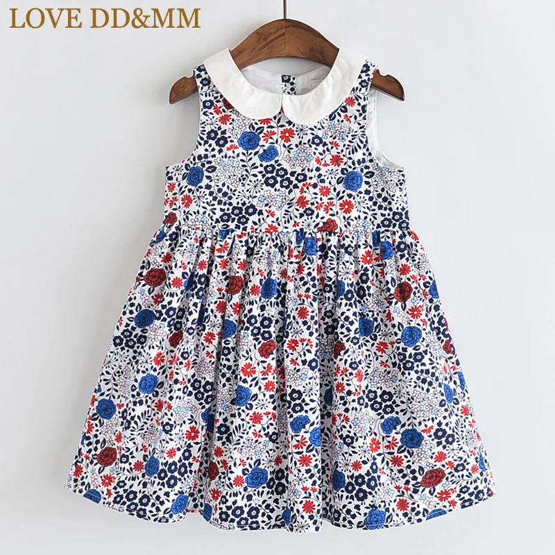 LOVE DD&MM Girls Dresses Summer New Children's Wear Girls Cute Sweet Full Printed Flower Doll Collar Sleeveless Vest Dress
