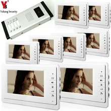 YobangSecurity 7 Inch Wired Video Door Phone Visual Intercom Doorbell with 8 Monitor 1 Camera For