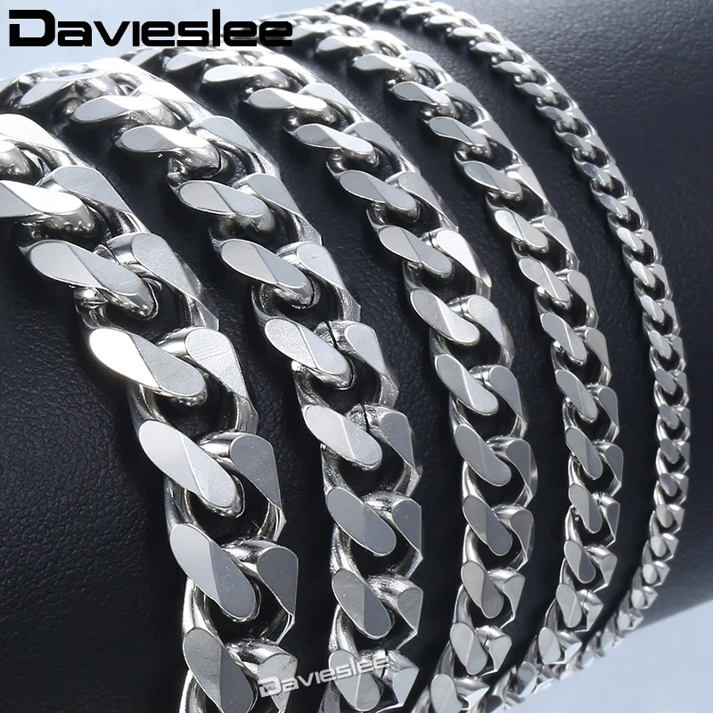 Personalize Size 3/5/7mm Mens Boys Curb Cuban Chain Bracelet Black Tone Stainless Steel Gift Promotion Wholesale Jewelry KB217 Fashion Jewelry