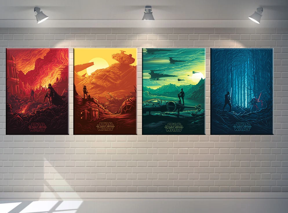 

4P Star Wars movie poster Modern pop elements wall HD canvas printing art Giclee home decoration murals no frame