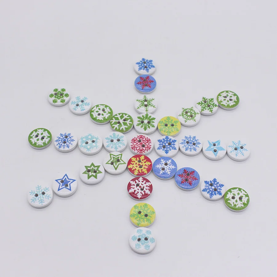 15mm Christmas Buttons Sewing Buttons Wooden Crafts Scrapbooking