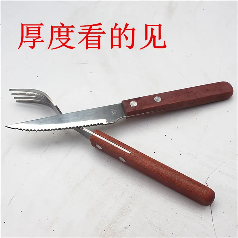 Барбекю инструменты барбекю аксессуары деревянная ручка, нож для стейка и вилка два комплекта из нержавеющей стали ножи и вилка
