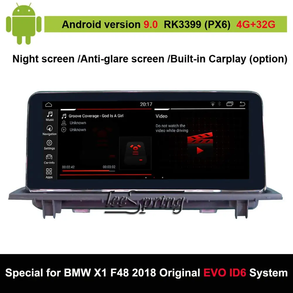 

10.25 inch Android 9.0 4G+32G Car Screen to Upgrade Multimedia Player for BMW X1 F48 2018 Original EVO ID6 System