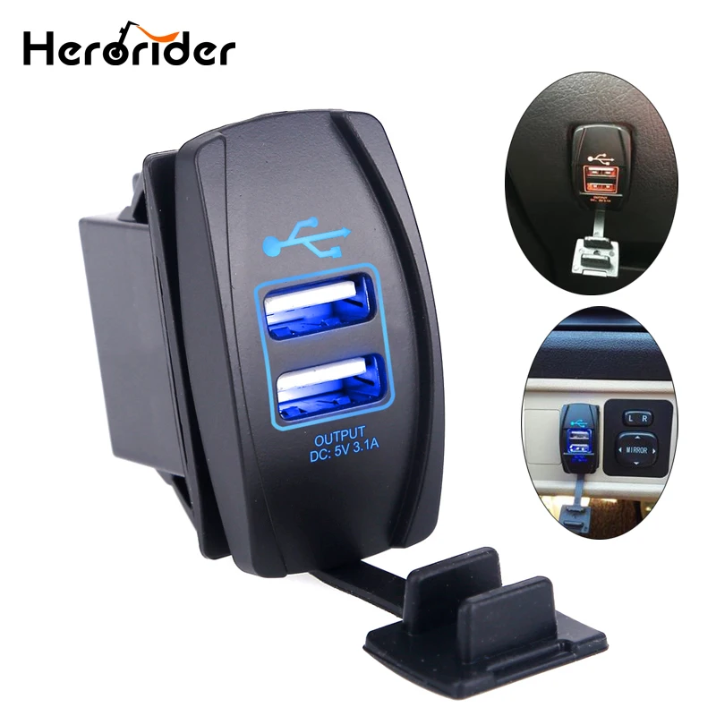 

Herorider Motorcycle Auto Cigarette Lighter Socket Splitter 24V 2 Port USB Car Charger Power Adaptor For Truck Car Socket 12v