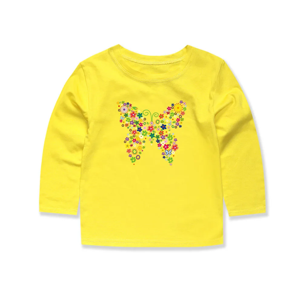 Little Bitty/ Осенние Топы с бабочками для девочек; Детские футболки с бабочками и цветочным принтом для От 1 до 14 лет; футболки для мальчиков; одежда для малышей