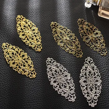 

10pcs Metal Filigree Flower Gold Bronze Silver Color Wraps Connector For Diy Jewelry Making Handmade Crafting Findings 35x80mm
