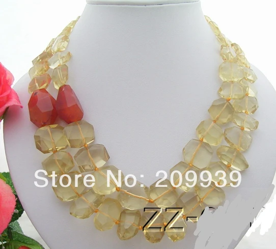 

Hot sell Noble- hot sell new - S3514 Natural 20mmMM Lemon Quartz&Carnelian Necklace