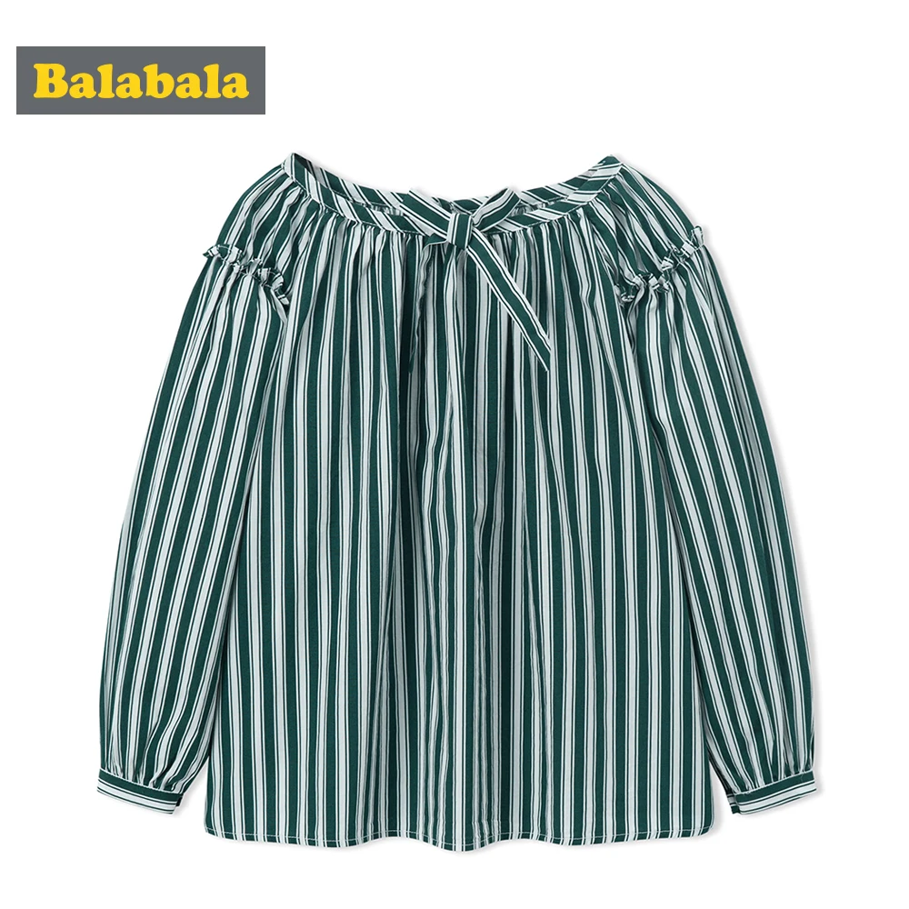 

Balabala Girls Striped Blouse Long Sleeves with Ties Teenager Girls 100% Cotton Soft Lined Blouse Shirts Tops Spring Clothes