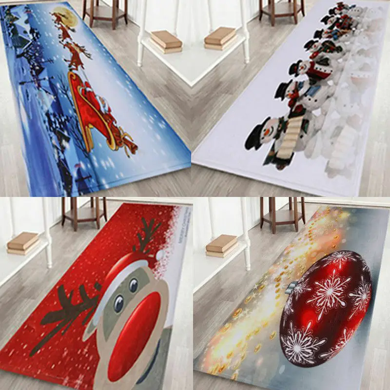 Christmas Festive Welcome Door Mat Non Slip Xmas Santa Reindeer Snowman Decor Non-Slip Washable Indoor Doormat | Дом и сад