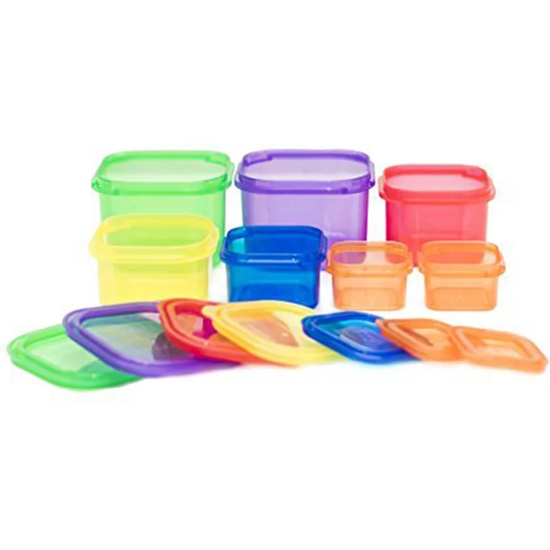 

Plastic Storage Boxes 7 Pieces/set lunchbox Multi-Color Portion Control Container Kit BPA Free Lids Labeled Bento Box Food Stora