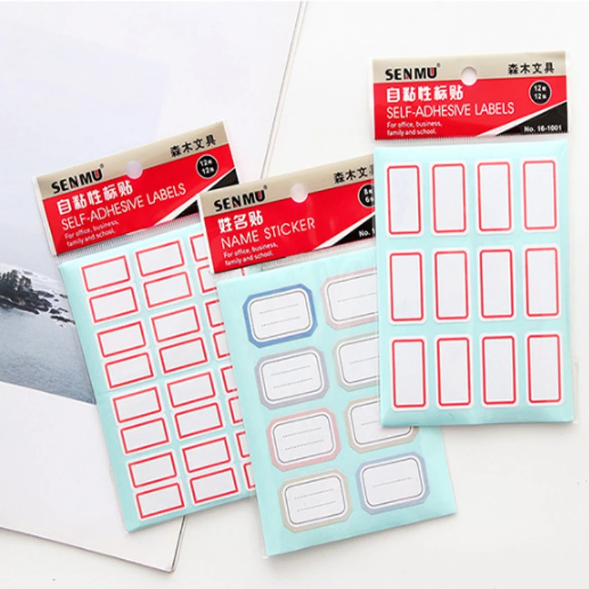 

144pcs/lot 12 Sheets White Self-Adhesive Label Sticker Name Number Blank Note Writable Labels Tags
