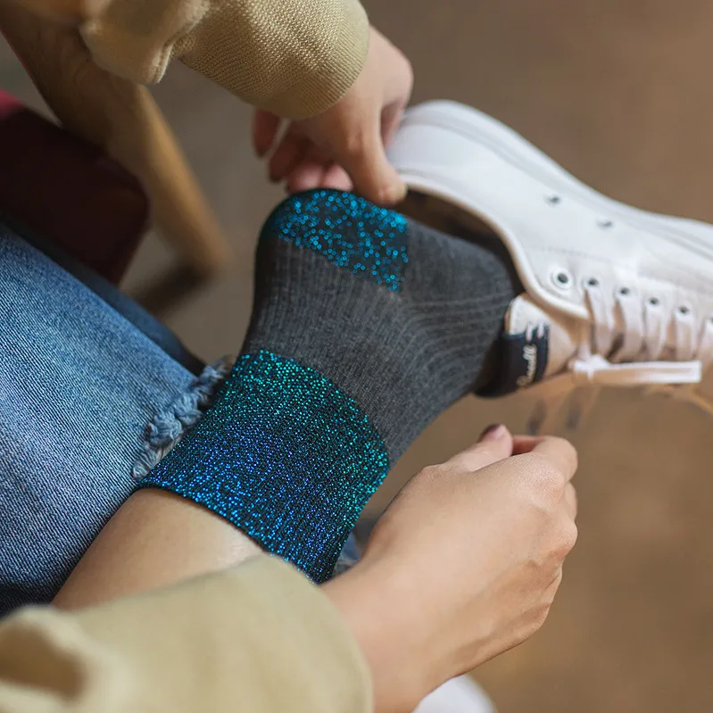 

Glitter Tulle Socks Middle Tude Girls Footsies Patchwork Colors Novelty Socks For Her Lovely Gift 1pair Drop Shipping