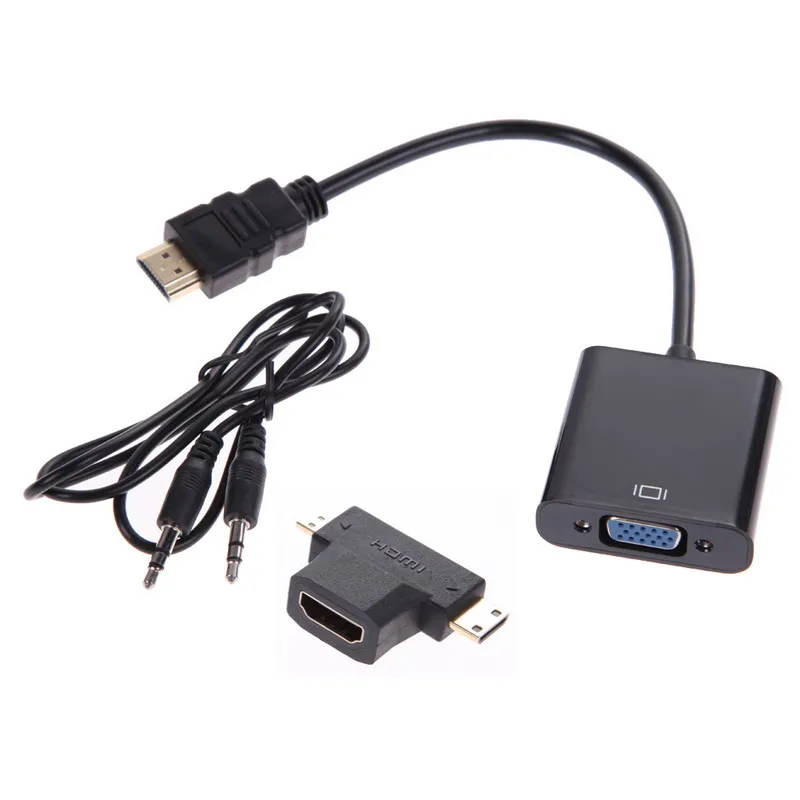 

1Set Micro Mini HDMI To VGA Adapter Adaptor HDMI To VGA Converter Male To Female HDMI Cable With Audio Cord