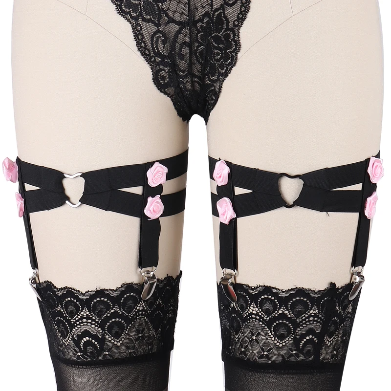 Goth Punk Sexy Bondage Thigh Garters Black Elastic Stocking Suspender
