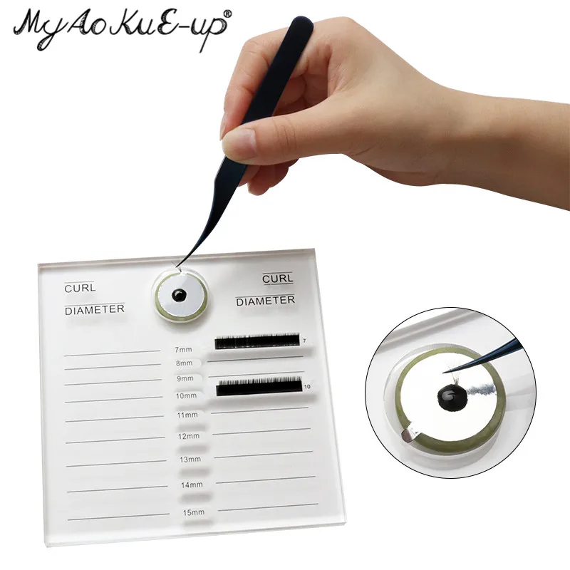 

2 in 1 Acrylic False Eyelashes Stand Glue Pad Pallet Lashes Holder with Tick Mark Fake Lashes Extension Essential Tools