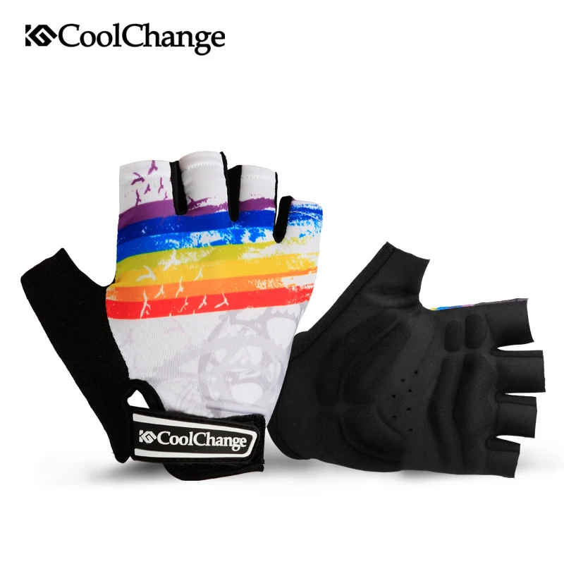 CoolChange bicicleta Guantes de dedo medio verano deportes bicicleta Guantes de esponja a prueba de golpes a prueba transpirable MTB bicicleta Guantes de Ciclismo