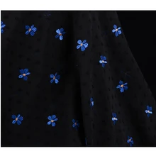 Креп-синяя вышитая шифоновая рубашка платье Высококачественная Заказная ткань