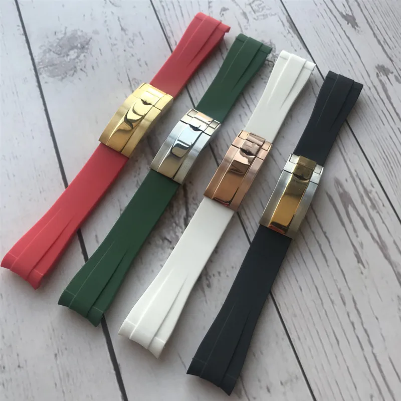 

silicone rubber watchband black white watch strap wristband sport bracelet watchband 20mm for Role mens watches wristwatches