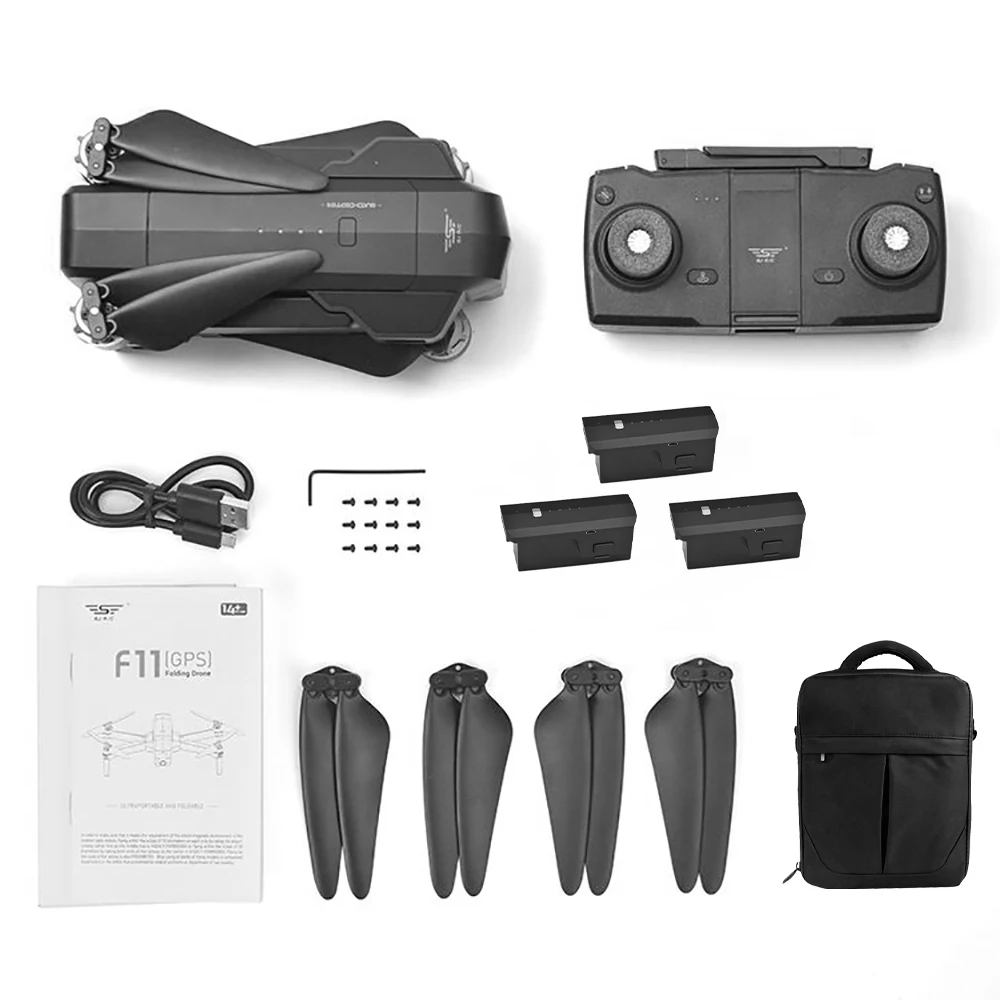 Обновленный мини-Дрон 3,7 V 300mAh SJ RC F11 PRO 5G RC Дрон Wifi FPV gps бесщеточный с камерой 2K Follow Me RC Квадрокоптер - Цвет: 3 battery with bag
