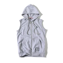 Мужская толстовка без рукавов размера плюс 3XL 4XL, толстовка с капюшоном для бодибилдинга, Мужская модная жилетка на молнии, спортивная одежда