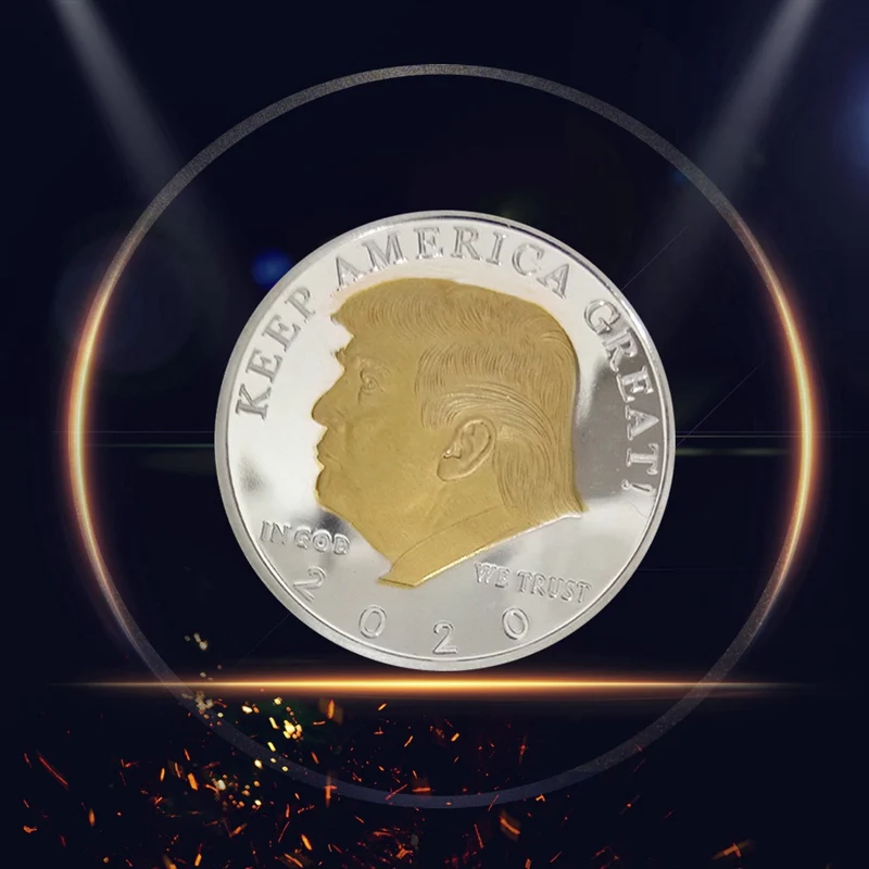 2020 Новая серебряная/позолоченная двухцветная памятная монета для Трампа