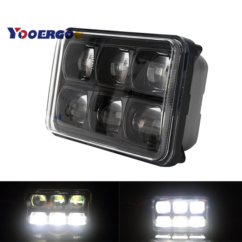 

New 9D led Offroad Hi Low Beam 57W Crystal LED Headlight Led Driving Light 4x6 Inch Square Headlamp 4x6 work light
