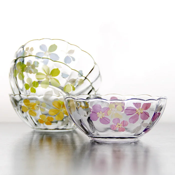

Japan Styel SAKURA glass bowls ceartive decorative glass tableware solid colors ice cream salad fruit bowls dessert mini bowls