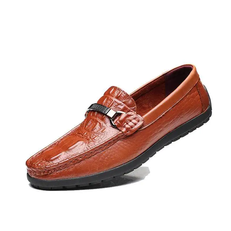 brown Couro Crocodilo Black Genuínos outono Respirável Homem Casuais Sobre Fresco Da De Homens 2018 Mocassins Primavera Sapatos Europeu Deslizar Os Apartamentos Lazer w0CWqv1