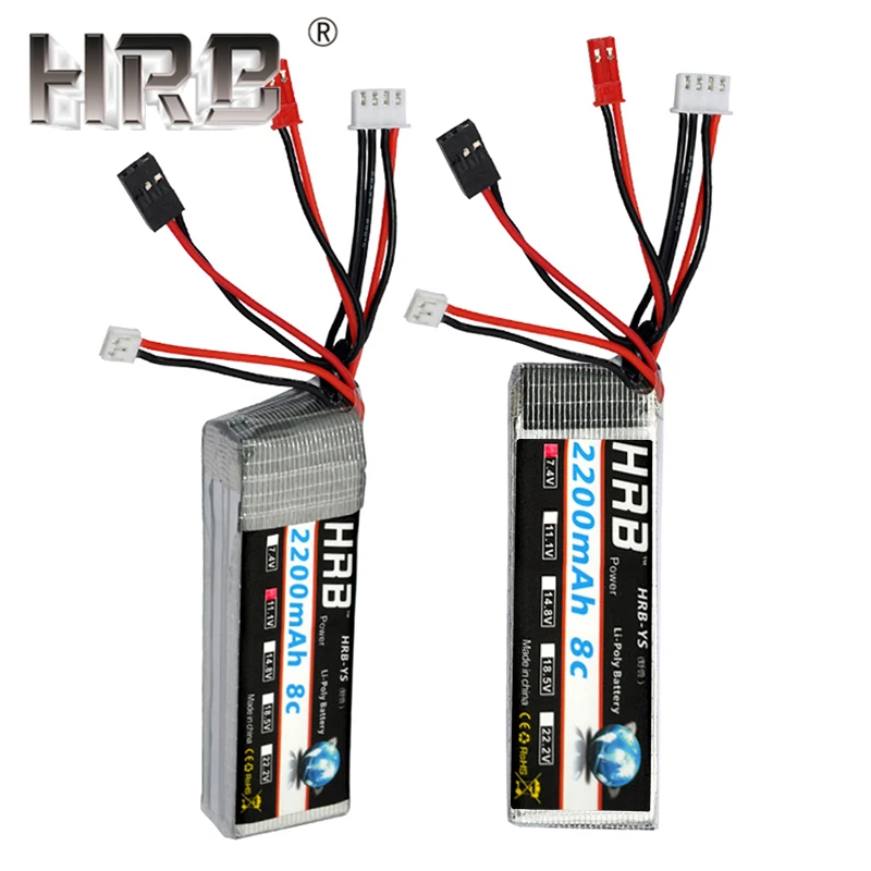 HRB 7,4 V 11,1 V Lipo батарея 2200mah 3S 2S 8C RC части Bateria 2Pin 4pin баланс JST SM Разъемы AKKU для передатчика приемника