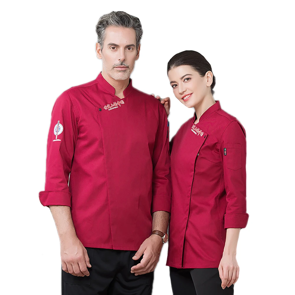 

New Chef's Jacket Long-Sleeved Uniform Hotel Restaurant Bakery Accessories Kitchen Men Prevent Dirty Work Clothes Coat Overalls