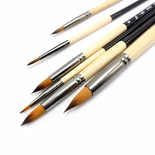 6 шт Кисть для рисования художника набор кистей для волос акварельные нейлоновые масляные акриловые круглые деревянные профессиональные товары для рукоделия для студентов