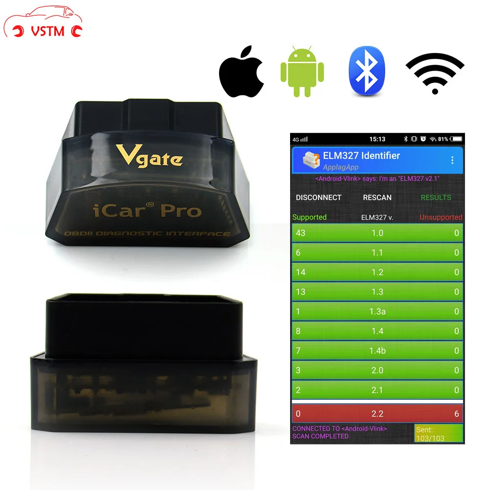 2018 Vgate iCar Pro OBD2 сканер Bluetooth 4 0/WIFI автомобильный диагностический инструмент ELM327 V2.1