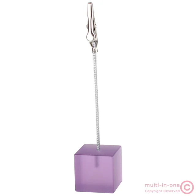 Color Cube Stand Alligator Wire Photo Clip,Memo Card Holder,Table Wedding Party Place Favor,Customized Gift Note Clamp purple