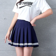 Японский консервативный стиль плиссированные мини юбки женские летние Harajuku Kawaii Полосатая юбка плиссированная школьная длинная юбка в пайетках