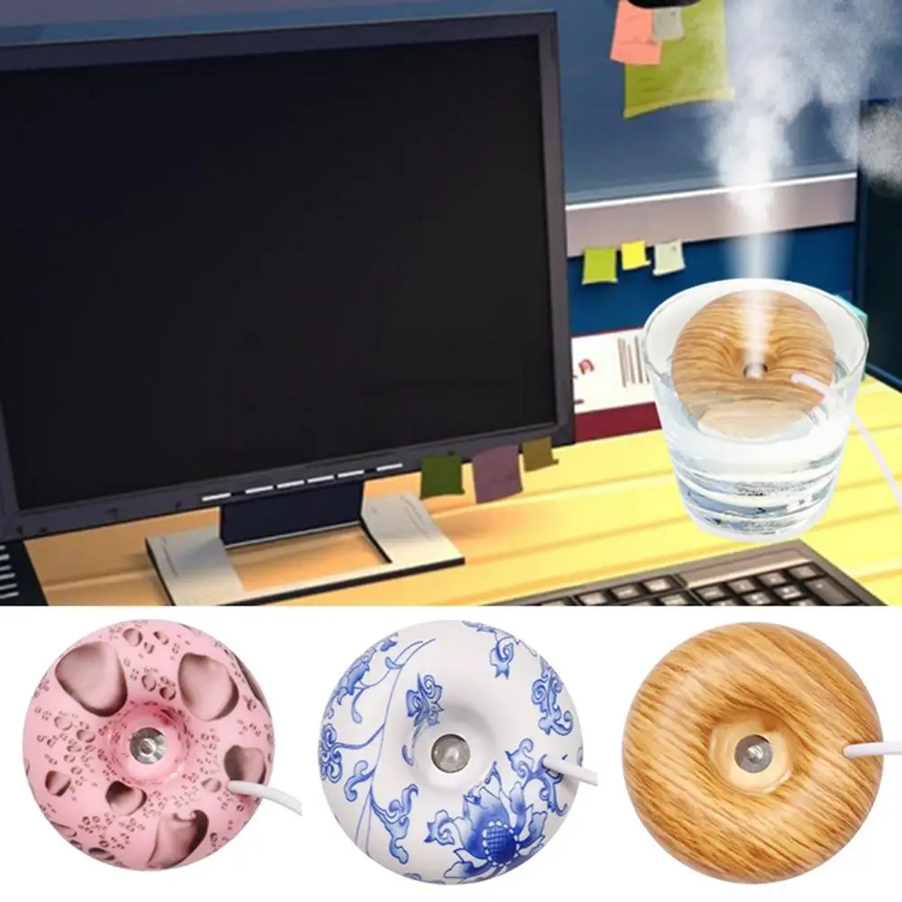 

Doughnut Shape Wood Grain Home Aroma Essential Oil Diffuser Purifier Humidifier